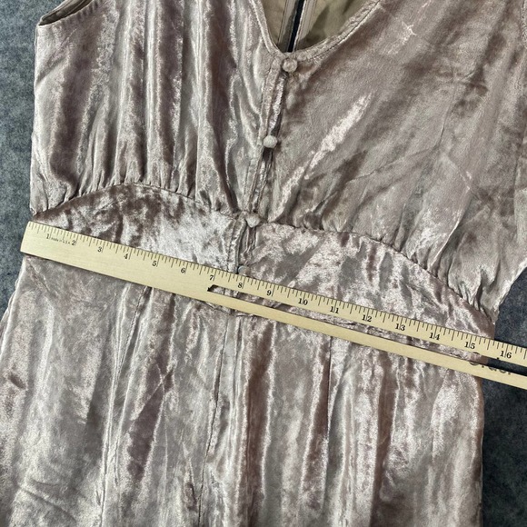 Amuse Society Velvet Jumpsuit Large Pink Wide Leg V-Neck Night And Daze Jumper - Picture 8 of 15